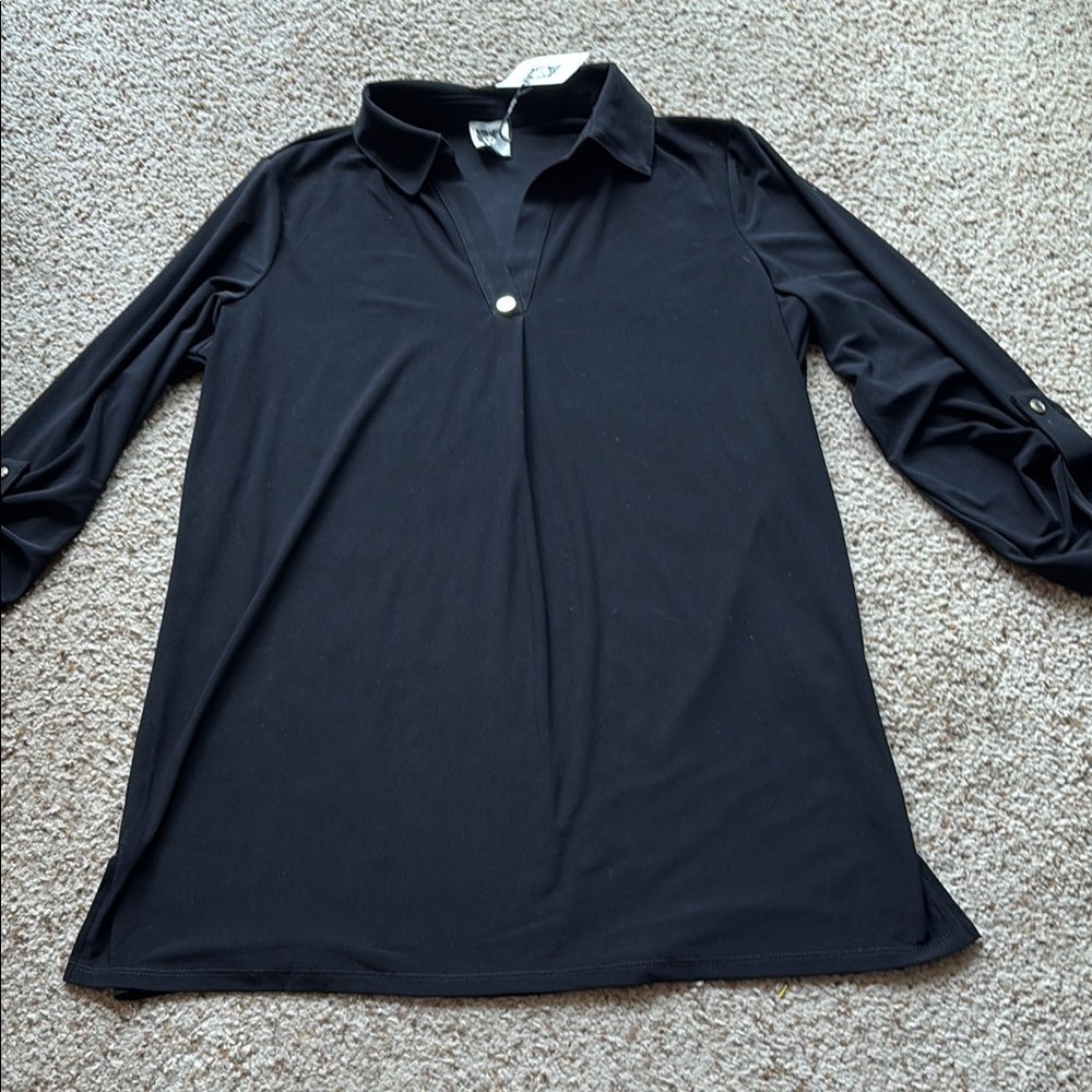 NWT Anne Klein Black tunic Shirt size M